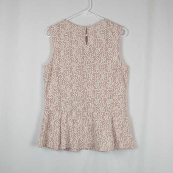 Hinge Pink Peplum Beaded Collar Top Blouse Large - Picture 2 of 5